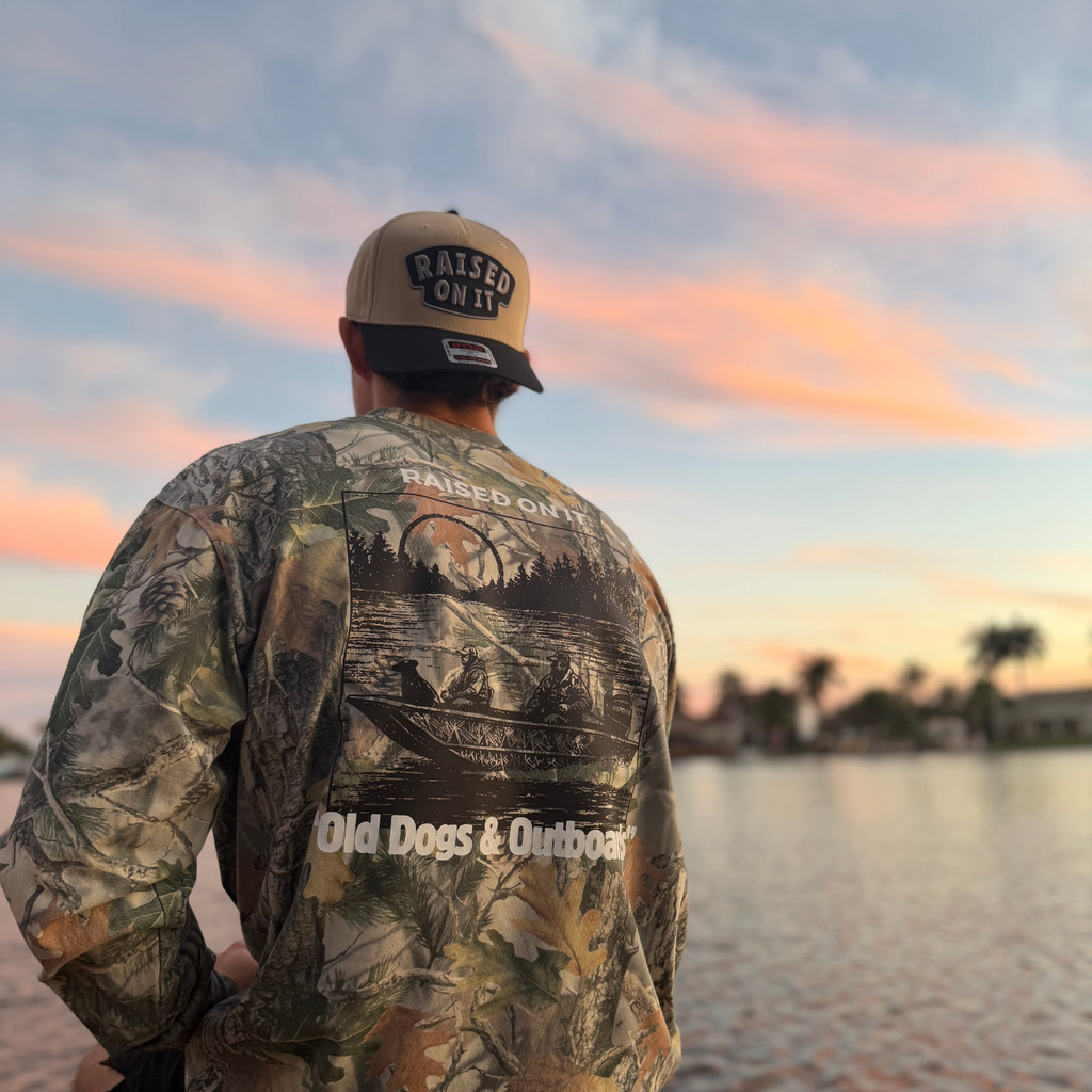 Old Dogs & Outboards | Long Sleeve Comfort Tee | Faded Camo