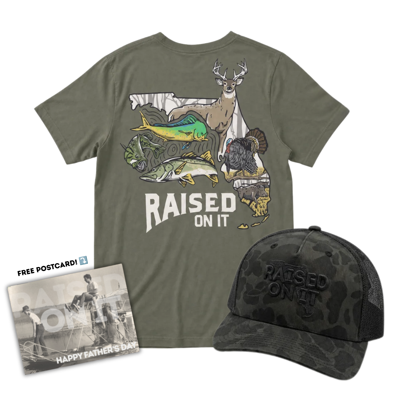 The Sportsman Set — Father's Day gift bundle: Florida Sportsman tee + Florida Logo trucker hat with free postcard