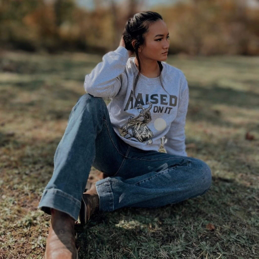 Rowdy Wrangler Crewneck | Heather Grey | Unisex Sweatshirt