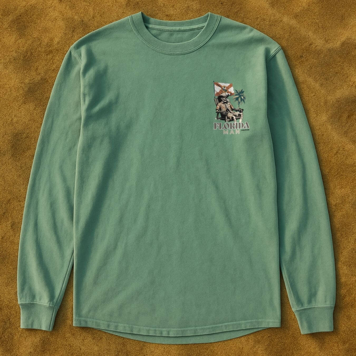 Florida Man Beach Skeleton | FL Green | Unisex Long Sleeve Comfort Tee