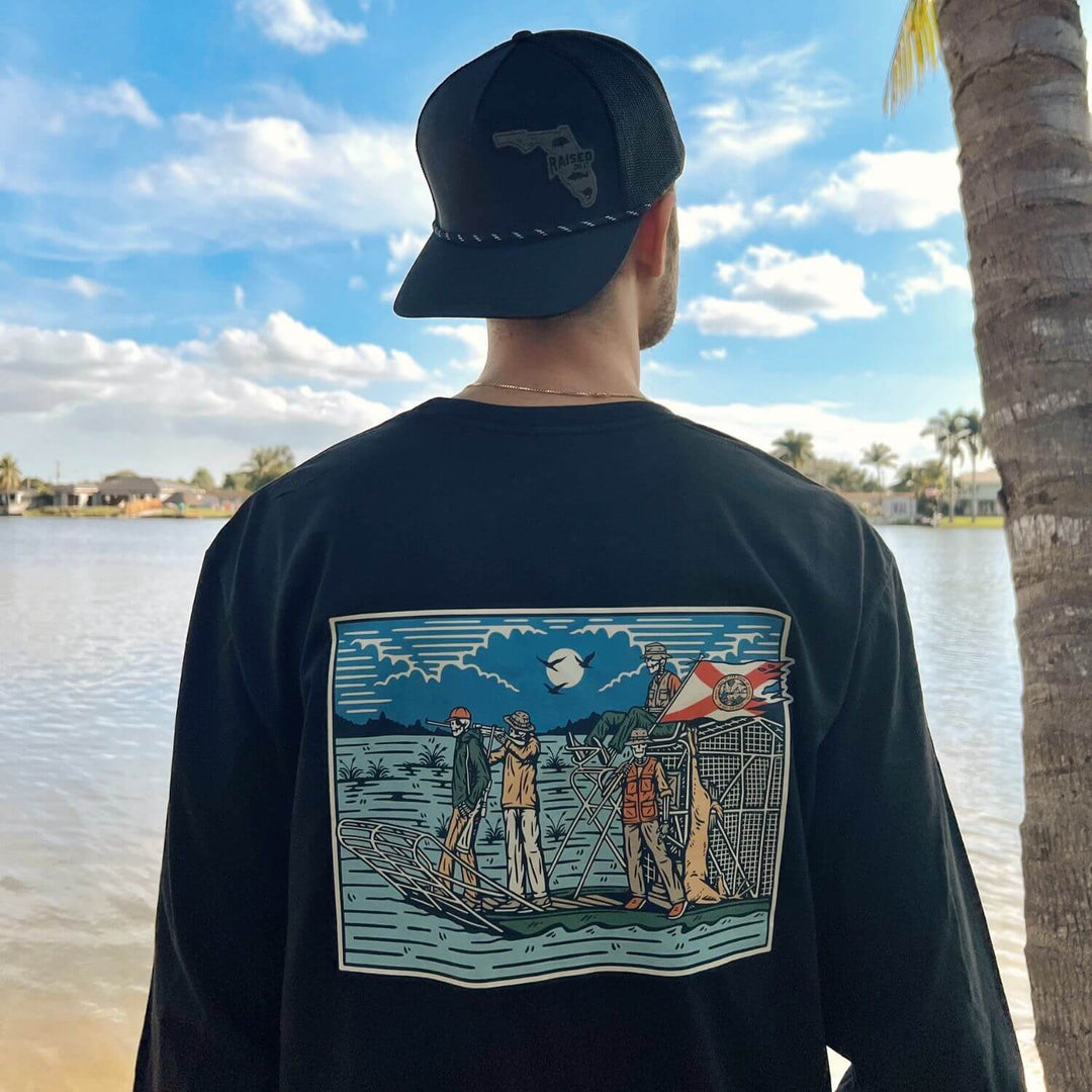 Florida Dyin' Breed Airboat | Black | Unisex Long-Sleeve Comfort Tee