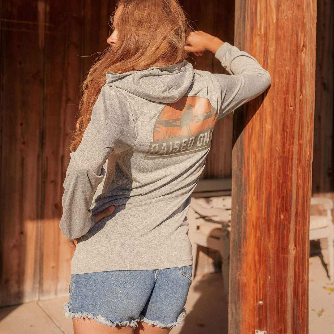 Florida Sunset | Heather Grey | Unisex Long-Sleeve Performance Hoodie