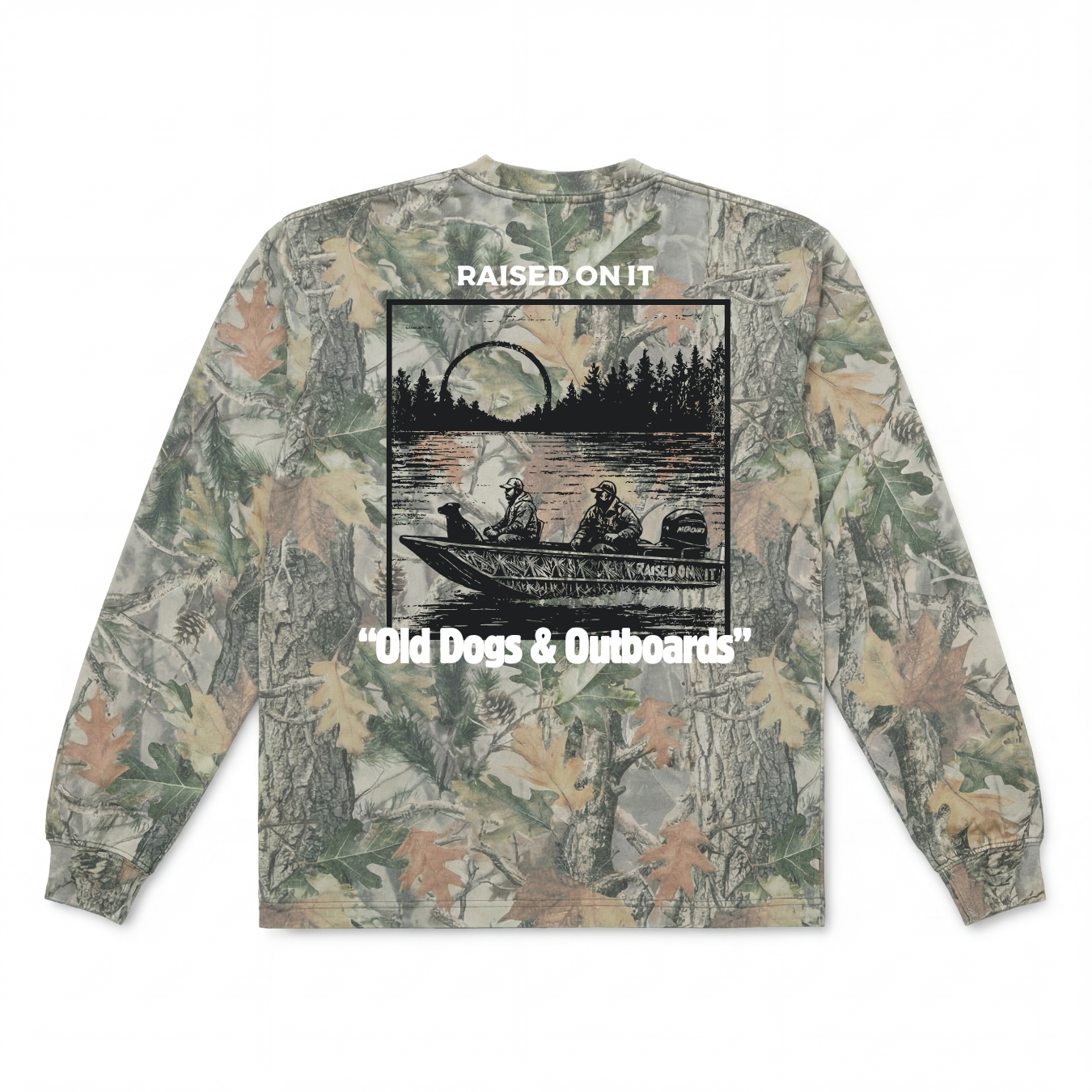 Old Dogs & Outboards | Long Sleeve Comfort Tee | Faded Camo