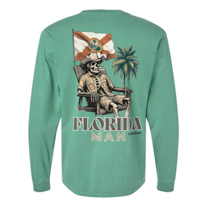 Florida Man Beach Skeleton | FL Green | Unisex Long Sleeve Comfort Tee