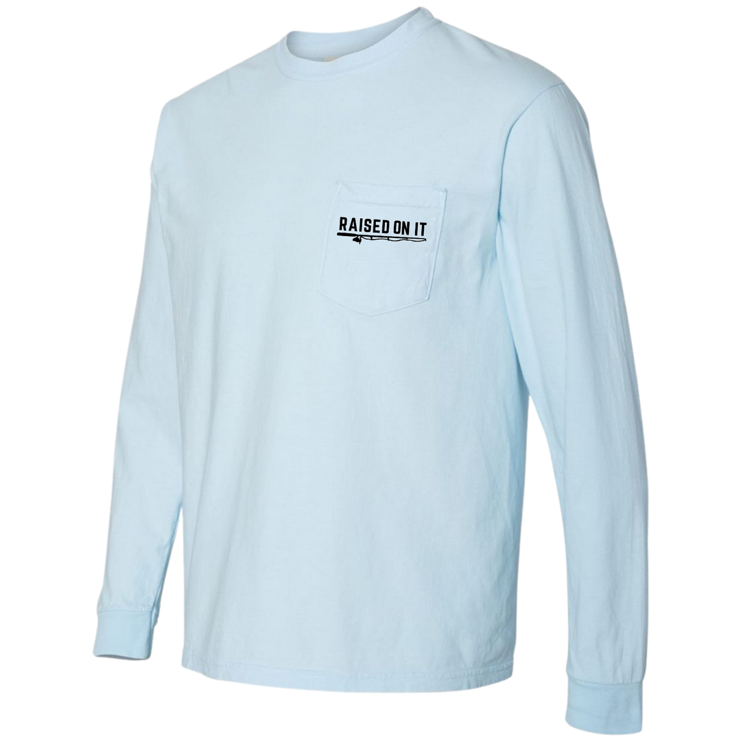 Angler's Outlook | Sky Blue | Unisex Long-Sleeve Comfort Tee with Pocket